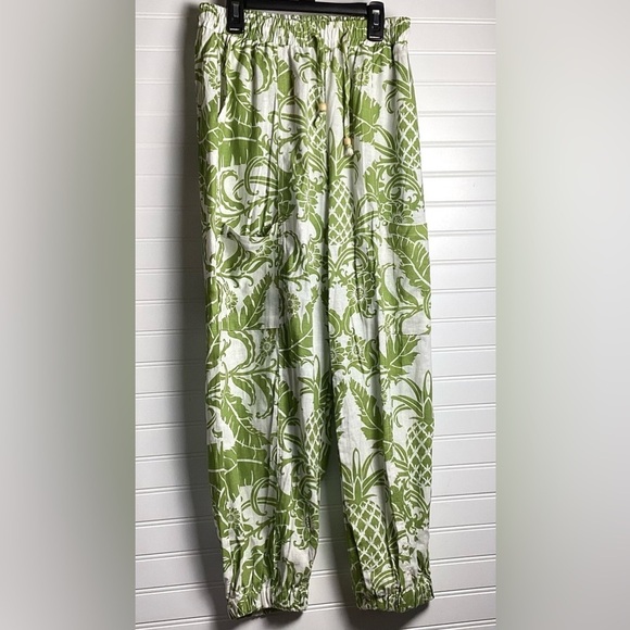 Rachel Zoe Pants - Rachel Zoe NWT Leafy Green and White print Linen Blend Joggers Size XS